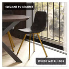 Lot de 2 chaises de salle à manger modernes LeisureMod Markley en similicuir avec pieds dorés, assise rembourrée, design élégant pour cuisine, salle à manger, bureau ou café