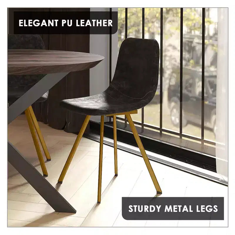 Lot de 2 chaises de salle à manger modernes LeisureMod Markley en similicuir avec pieds dorés, assise rembourrée, design élégant pour cuisine, salle à manger, bureau ou café