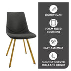 Lot de 2 chaises de salle à manger modernes LeisureMod Markley en similicuir avec pieds dorés, assise rembourrée, design élégant pour cuisine, salle à manger, bureau ou café