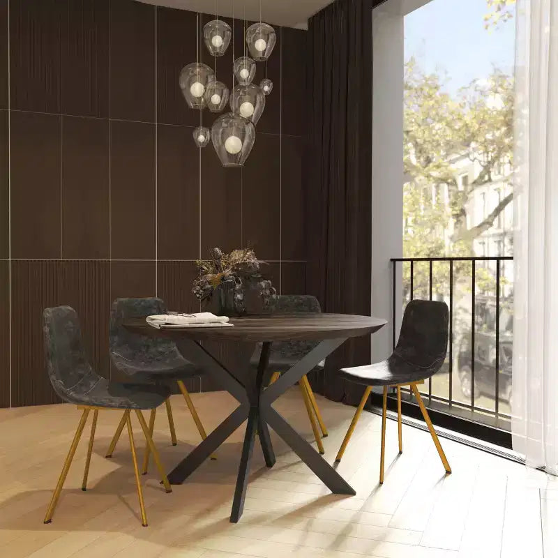 Lot de 2 chaises de salle à manger modernes LeisureMod Markley en similicuir avec pieds dorés, assise rembourrée, design élégant pour cuisine, salle à manger, bureau ou café