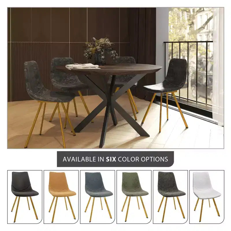 Lot de 2 chaises de salle à manger modernes LeisureMod Markley en similicuir avec pieds dorés, assise rembourrée, design élégant pour cuisine, salle à manger, bureau ou café