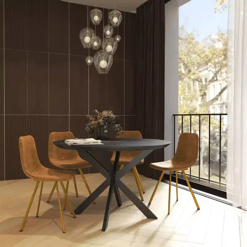 Lot de 2 chaises de salle à manger modernes LeisureMod Markley en similicuir avec pieds dorés, assise rembourrée, design élégant pour cuisine, salle à manger, bureau ou café