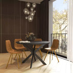 Lot de 2 chaises de salle à manger modernes LeisureMod Markley en similicuir avec pieds dorés, assise rembourrée, design élégant pour cuisine, salle à manger, bureau ou café