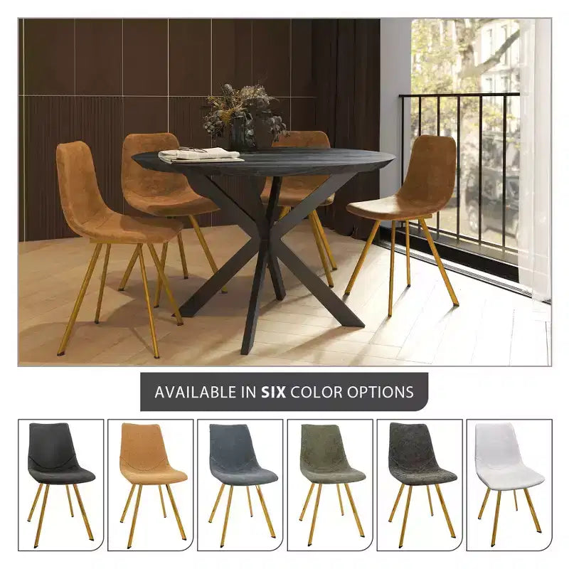 Lot de 2 chaises de salle à manger modernes LeisureMod Markley en similicuir avec pieds dorés, assise rembourrée, design élégant pour cuisine, salle à manger, bureau ou café