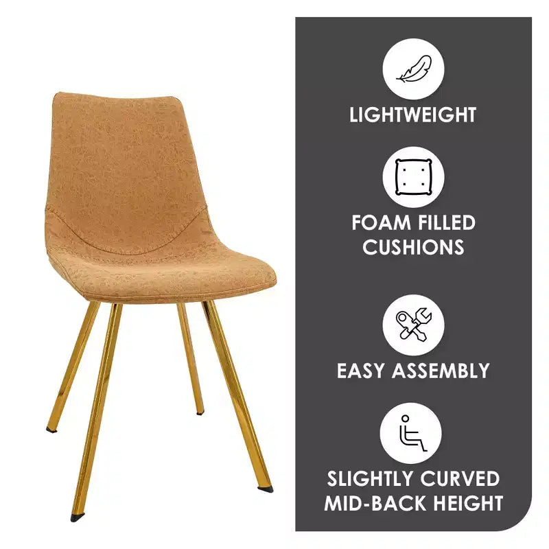 Lot de 2 chaises de salle à manger modernes LeisureMod Markley en similicuir avec pieds dorés, assise rembourrée, design élégant pour cuisine, salle à manger, bureau ou café