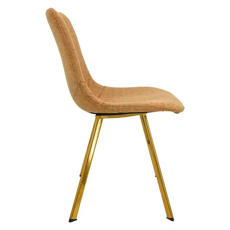 Lot de 2 chaises de salle à manger modernes LeisureMod Markley en similicuir avec pieds dorés, assise rembourrée, design élégant pour cuisine, salle à manger, bureau ou café
