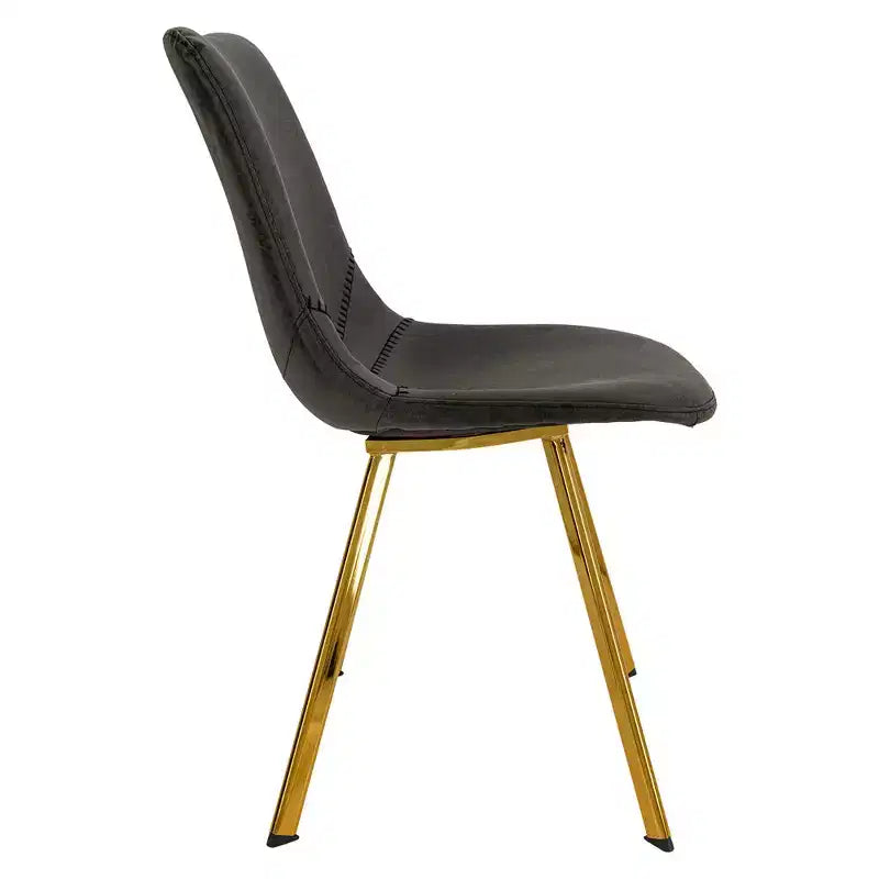 Lot de 2 chaises de salle à manger modernes LeisureMod Markley en similicuir avec pieds dorés, assise rembourrée, design élégant pour cuisine, salle à manger, bureau ou café