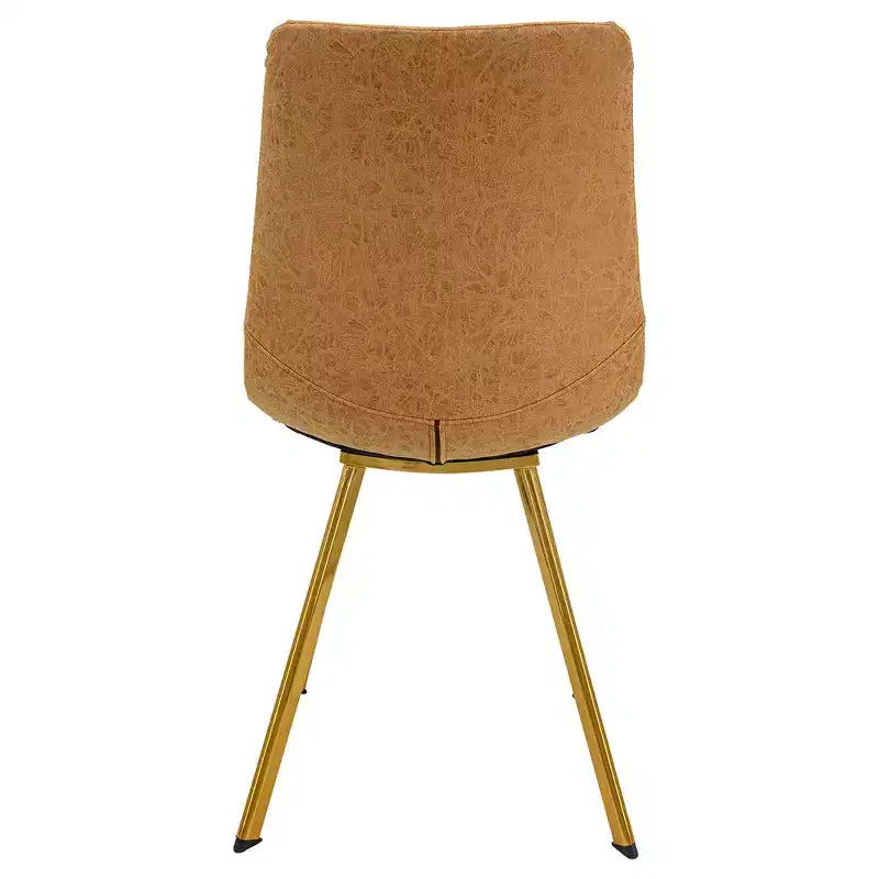 Lot de 2 chaises de salle à manger modernes LeisureMod Markley en similicuir avec pieds dorés, assise rembourrée, design élégant pour cuisine, salle à manger, bureau ou café