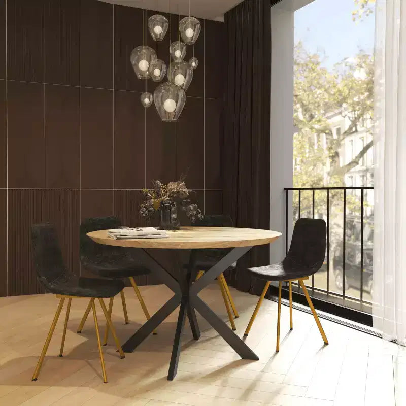 Lot de 2 chaises de salle à manger modernes LeisureMod Markley en similicuir avec pieds dorés, assise rembourrée, design élégant pour cuisine, salle à manger, bureau ou café