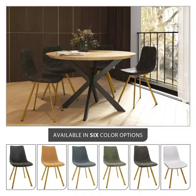 Lot de 2 chaises de salle à manger modernes LeisureMod Markley en similicuir avec pieds dorés, assise rembourrée, design élégant pour cuisine, salle à manger, bureau ou café