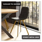 Lot de 2 chaises de salle à manger modernes LeisureMod Markley en similicuir avec pieds dorés, assise rembourrée, design élégant pour cuisine, salle à manger, bureau ou café