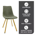 Lot de 2 chaises de salle à manger modernes LeisureMod Markley en similicuir avec pieds dorés, assise rembourrée, design élégant pour cuisine, salle à manger, bureau ou café