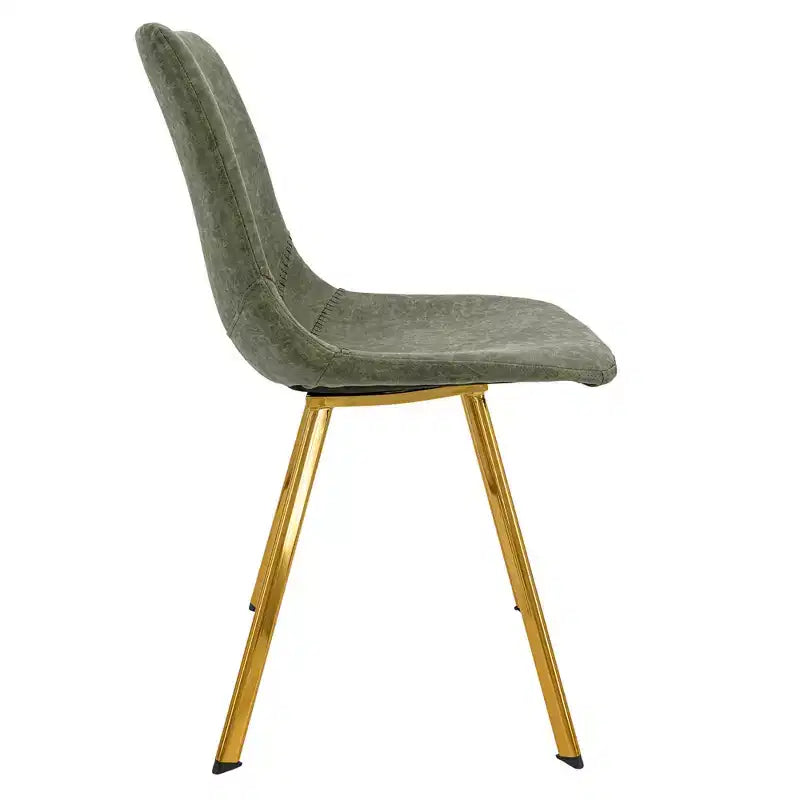 Lot de 2 chaises de salle à manger modernes LeisureMod Markley en similicuir avec pieds dorés, assise rembourrée, design élégant pour cuisine, salle à manger, bureau ou café