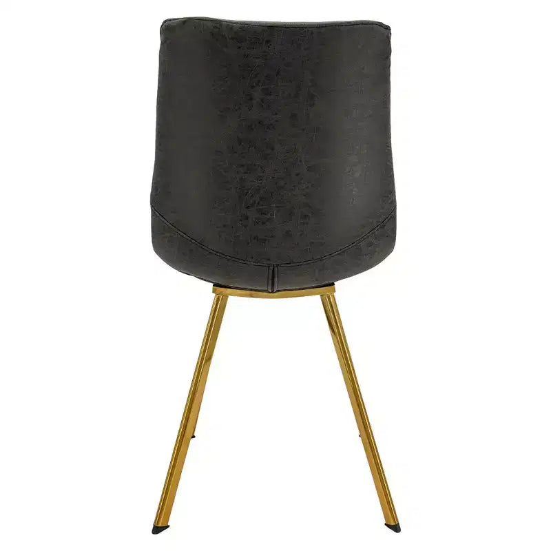 Lot de 2 chaises de salle à manger modernes LeisureMod Markley en similicuir avec pieds dorés, assise rembourrée, design élégant pour cuisine, salle à manger, bureau ou café