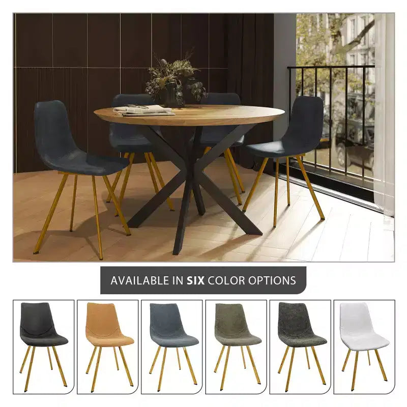 Lot de 2 chaises de salle à manger modernes LeisureMod Markley en similicuir avec pieds dorés, assise rembourrée, design élégant pour cuisine, salle à manger, bureau ou café