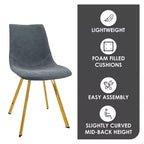 Lot de 2 chaises de salle à manger modernes LeisureMod Markley en similicuir avec pieds dorés, assise rembourrée, design élégant pour cuisine, salle à manger, bureau ou café
