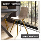 Lot de 2 chaises de salle à manger modernes LeisureMod Markley en similicuir avec pieds dorés, assise rembourrée, design élégant pour cuisine, salle à manger, bureau ou café