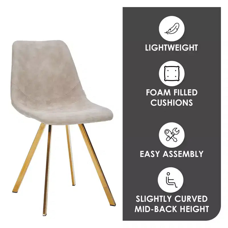 Lot de 2 chaises de salle à manger modernes LeisureMod Markley en similicuir avec pieds dorés, assise rembourrée, design élégant pour cuisine, salle à manger, bureau ou café