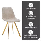 Lot de 2 chaises de salle à manger modernes LeisureMod Markley en similicuir avec pieds dorés, assise rembourrée, design élégant pour cuisine, salle à manger, bureau ou café