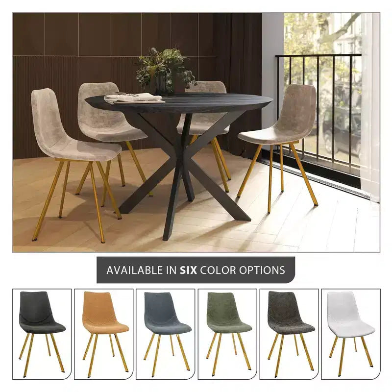 Lot de 2 chaises de salle à manger modernes LeisureMod Markley en similicuir avec pieds dorés, assise rembourrée, design élégant pour cuisine, salle à manger, bureau ou café