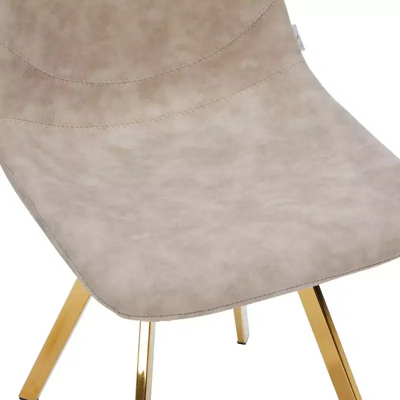 Lot de 2 chaises de salle à manger modernes LeisureMod Markley en similicuir avec pieds dorés, assise rembourrée, design élégant pour cuisine, salle à manger, bureau ou café