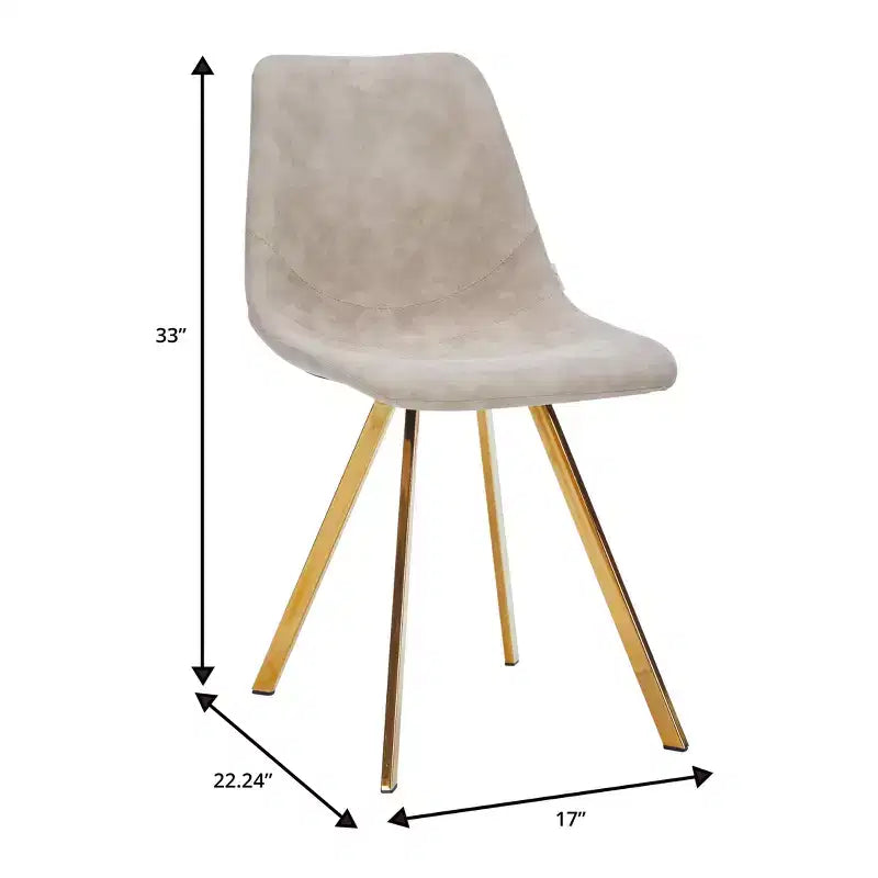 Lot de 2 chaises de salle à manger modernes LeisureMod Markley en similicuir avec pieds dorés, assise rembourrée, design élégant pour cuisine, salle à manger, bureau ou café