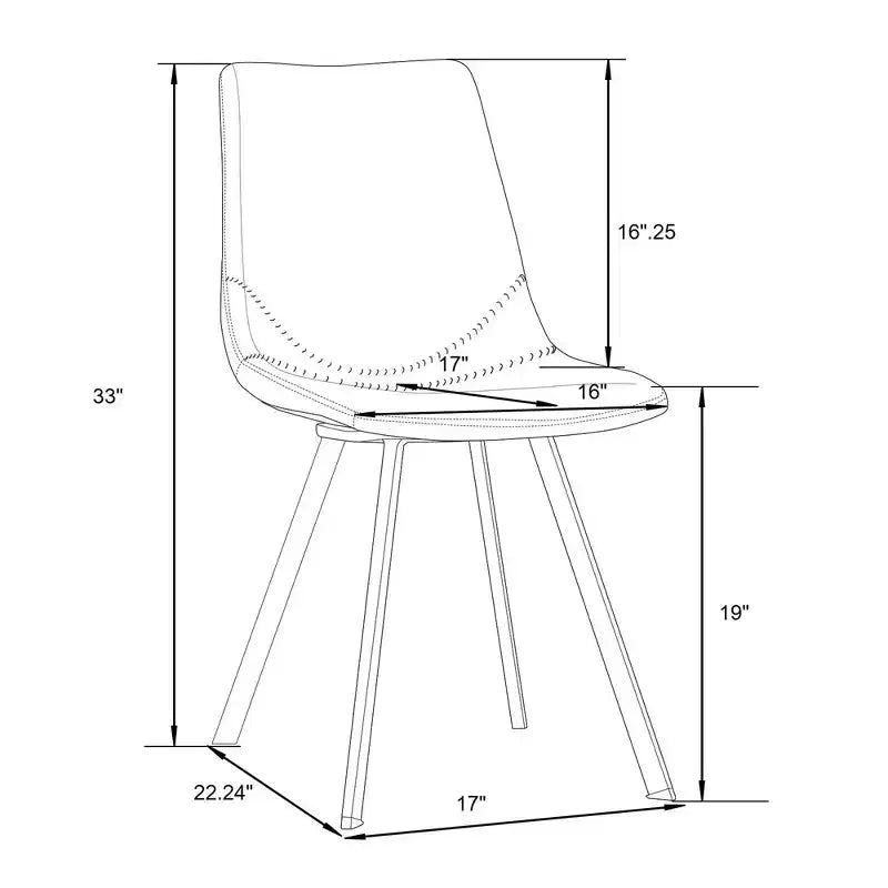 Lot de 2 chaises de salle à manger modernes LeisureMod Markley en similicuir avec pieds dorés, assise rembourrée, design élégant pour cuisine, salle à manger, bureau ou café