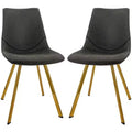 LeisureMod Markley Modern Faux Leather Dining Chair Set of 2 with Gold Legs, Upholstered Seat, Sleek Design for Kitchen, Dining Room, Office, or Cafe
