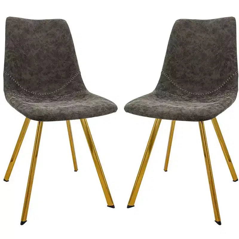 Lot de 2 chaises de salle à manger modernes LeisureMod Markley en similicuir avec pieds dorés, assise rembourrée, design élégant pour cuisine, salle à manger, bureau ou café