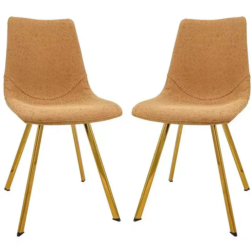 Lot de 2 chaises de salle à manger modernes LeisureMod Markley en similicuir avec pieds dorés, assise rembourrée, design élégant pour cuisine, salle à manger, bureau ou café