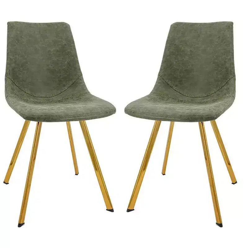 Lot de 2 chaises de salle à manger modernes LeisureMod Markley en similicuir avec pieds dorés, assise rembourrée, design élégant pour cuisine, salle à manger, bureau ou café