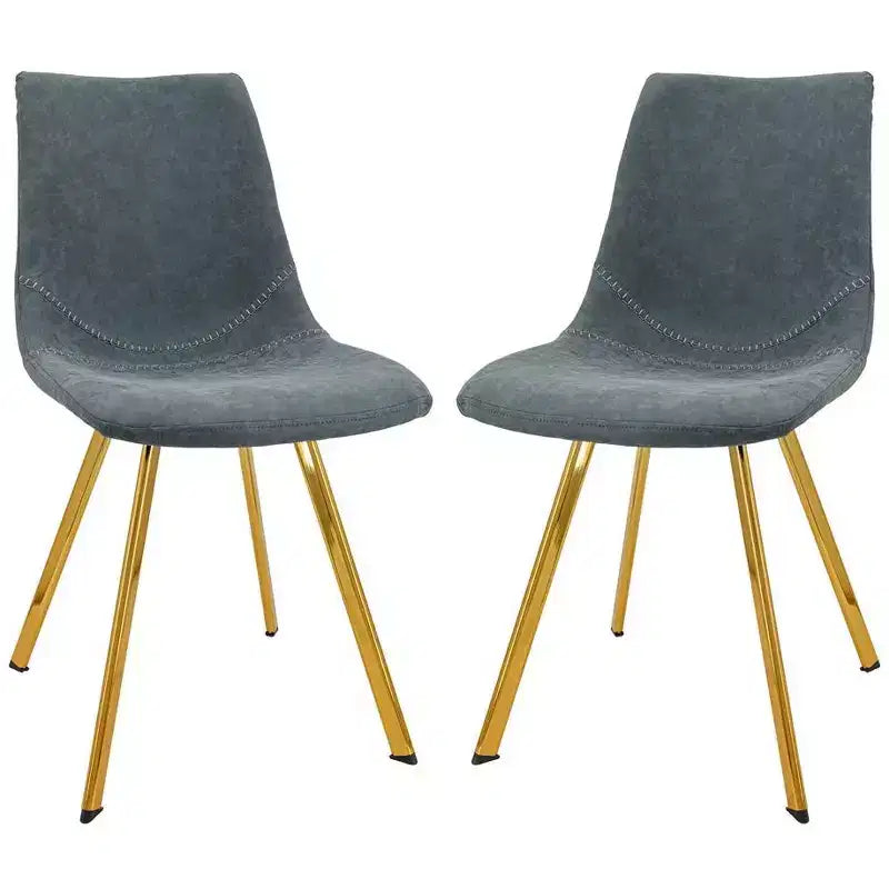 Lot de 2 chaises de salle à manger modernes LeisureMod Markley en similicuir avec pieds dorés, assise rembourrée, design élégant pour cuisine, salle à manger, bureau ou café