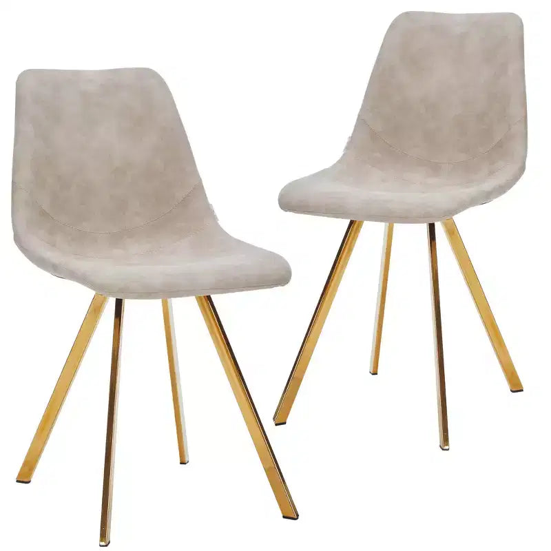 Lot de 2 chaises de salle à manger modernes LeisureMod Markley en similicuir avec pieds dorés, assise rembourrée, design élégant pour cuisine, salle à manger, bureau ou café