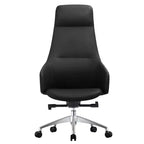Chaise de bureau pivotante et inclinable en cuir à dossier haut avec appuie-tête LeisureMod Celeste – Chaise de bureau de direction moderne en fer