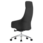 Chaise de bureau pivotante et inclinable en cuir à dossier haut avec appuie-tête LeisureMod Celeste – Chaise de bureau de direction moderne en fer