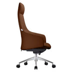 Chaise de bureau pivotante et inclinable en cuir à dossier haut avec appuie-tête LeisureMod Celeste – Chaise de bureau de direction moderne en fer