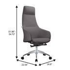 Chaise de bureau pivotante et inclinable en cuir à dossier haut avec appuie-tête LeisureMod Celeste – Chaise de bureau de direction moderne en fer