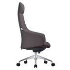 Chaise de bureau pivotante et inclinable en cuir à dossier haut avec appuie-tête LeisureMod Celeste – Chaise de bureau de direction moderne en fer