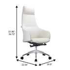 Chaise de bureau pivotante et inclinable en cuir à dossier haut avec appuie-tête LeisureMod Celeste – Chaise de bureau de direction moderne en fer