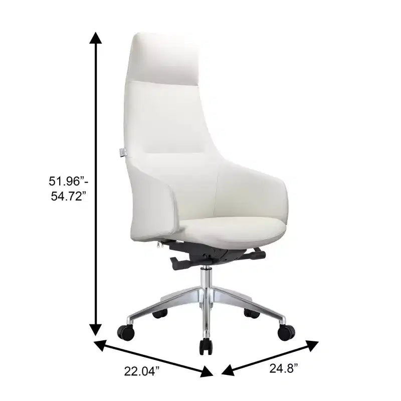 Chaise de bureau pivotante et inclinable en cuir à dossier haut avec appuie-tête LeisureMod Celeste – Chaise de bureau de direction moderne en fer