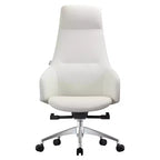 Chaise de bureau pivotante et inclinable en cuir à dossier haut avec appuie-tête LeisureMod Celeste – Chaise de bureau de direction moderne en fer