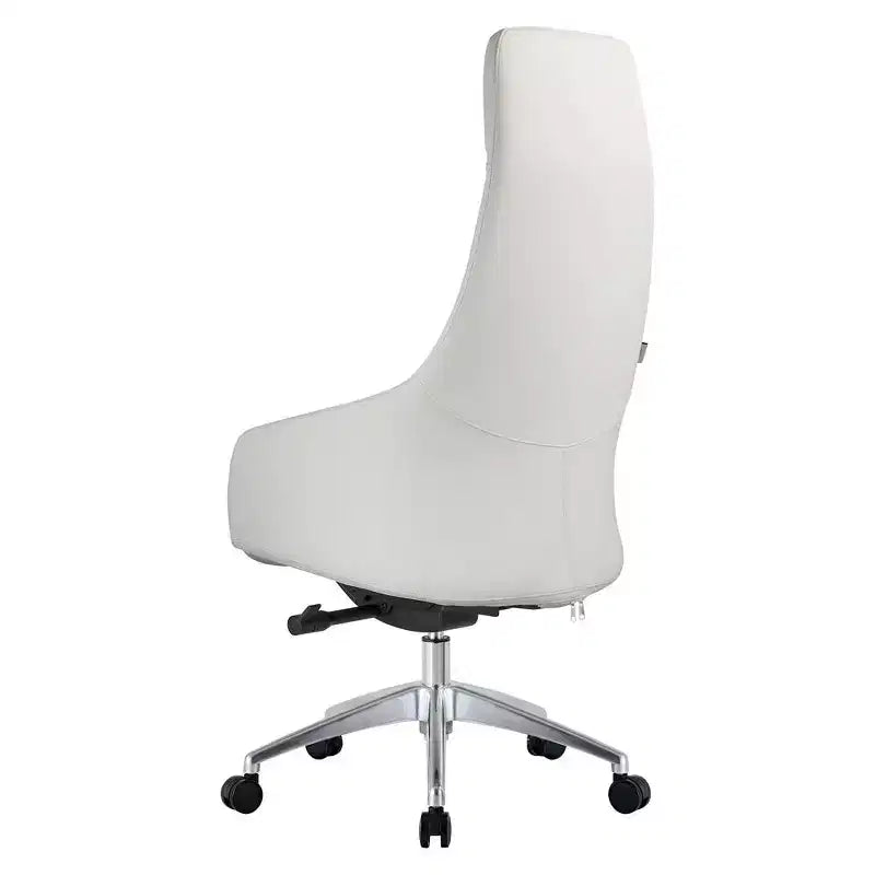 Chaise de bureau pivotante et inclinable en cuir à dossier haut avec appuie-tête LeisureMod Celeste – Chaise de bureau de direction moderne en fer