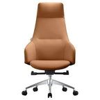 Chaise de bureau pivotante et inclinable en cuir à dossier haut avec appuie-tête LeisureMod Celeste – Chaise de bureau de direction moderne en fer