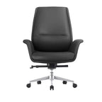 LeisureMod Summit Chaise de Bureau Rembourrée en Cuir PU avec Cadre en Aluminium, Pivotante, Inclinable, Accoudoirs, Chaise de Bureau Ergonomique pour Bureau à Domicile