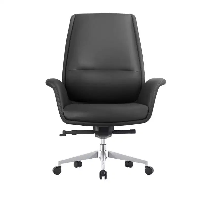 LeisureMod Summit Chaise de Bureau Rembourrée en Cuir PU avec Cadre en Aluminium, Pivotante, Inclinable, Accoudoirs, Chaise de Bureau Ergonomique pour Bureau à Domicile