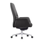 LeisureMod Summit Chaise de Bureau Rembourrée en Cuir PU avec Cadre en Aluminium, Pivotante, Inclinable, Accoudoirs, Chaise de Bureau Ergonomique pour Bureau à Domicile