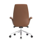 LeisureMod Summit Chaise de Bureau Rembourrée en Cuir PU avec Cadre en Aluminium, Pivotante, Inclinable, Accoudoirs, Chaise de Bureau Ergonomique pour Bureau à Domicile