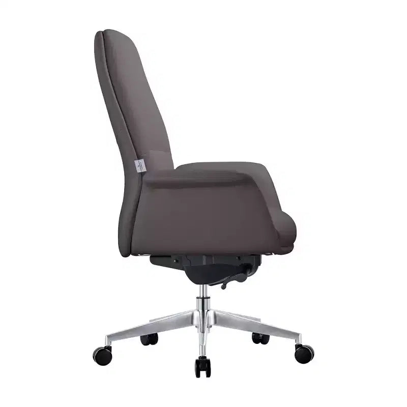 LeisureMod Summit Chaise de Bureau Rembourrée en Cuir PU avec Cadre en Aluminium, Pivotante, Inclinable, Accoudoirs, Chaise de Bureau Ergonomique pour Bureau à Domicile