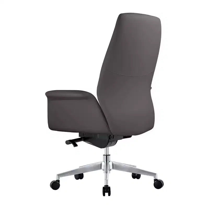 LeisureMod Summit Chaise de Bureau Rembourrée en Cuir PU avec Cadre en Aluminium, Pivotante, Inclinable, Accoudoirs, Chaise de Bureau Ergonomique pour Bureau à Domicile