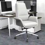 LeisureMod Summit Chaise de Bureau Rembourrée en Cuir PU avec Cadre en Aluminium, Pivotante, Inclinable, Accoudoirs, Chaise de Bureau Ergonomique pour Bureau à Domicile